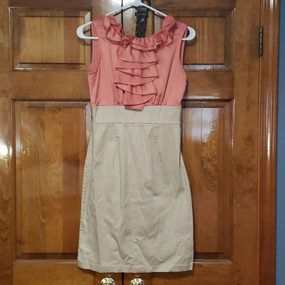 Peach and tan dress